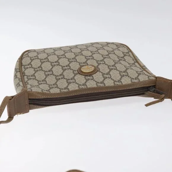 GUCCI GG Plus Supreme Shoulder Bag PVC Beige Auth